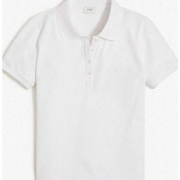 New JCrew Factory Pique Polo Shirt, White, size XXS, NWT - Picture 1 of 2